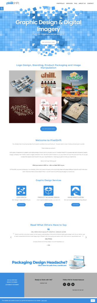 Photo of homepage for PixelDrift UK