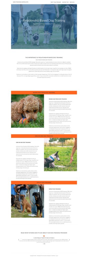 Image of Sample home page for dog training website
